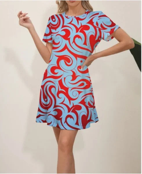 2024 Summer Latest Women's Fashion Print Street Trend Round Neck Sweet and Fresh Flowers Solid Colors Suitable for Beach Dresses